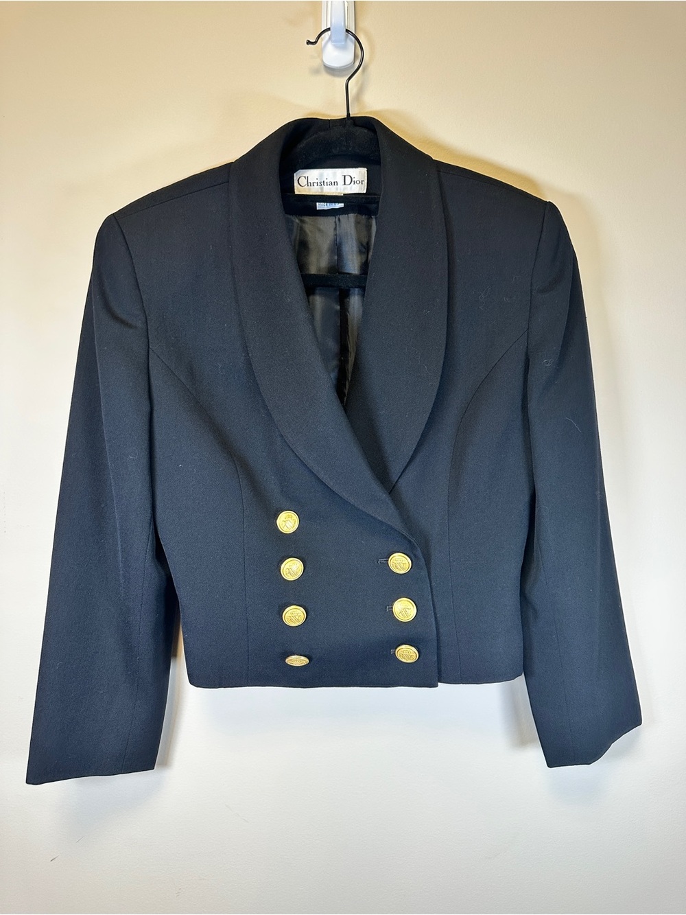 Vintage Christian Dior Black Blazer Jacket Size 6 Gold Buttons